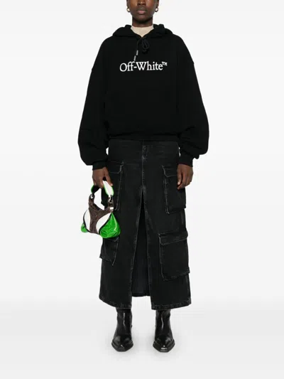 Off-white Big Logo Bookkish Hoodie In Black
