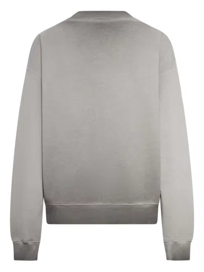 Off-white Crew Neck Cotton Sweatshirt With Degraded Effect In Gray