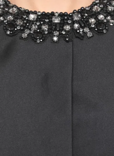 Self-portrait Taffeta Embellished Trim Jacket In Black