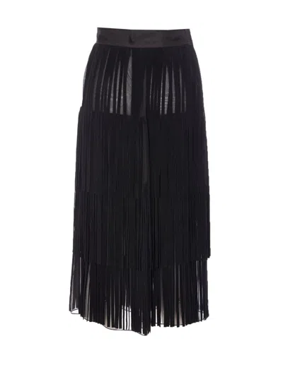 Dolce & Gabbana Silk Organza Midi Skirt In Black
