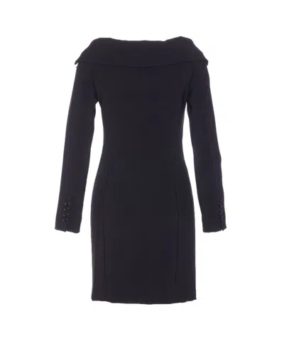 Pinko Black Dress With Front Neckline And Bare Shoulders In Fabric Woman In Black