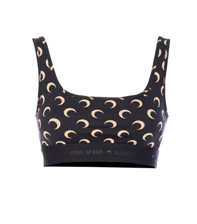 Marine Serre Crescent Moon Print Top In Black