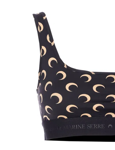 Marine Serre Crescent Moon Print Top In Black