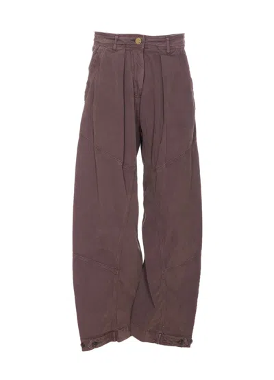 Pinko Balloon Fit Wide Leg Trousers With Pockets In Brown