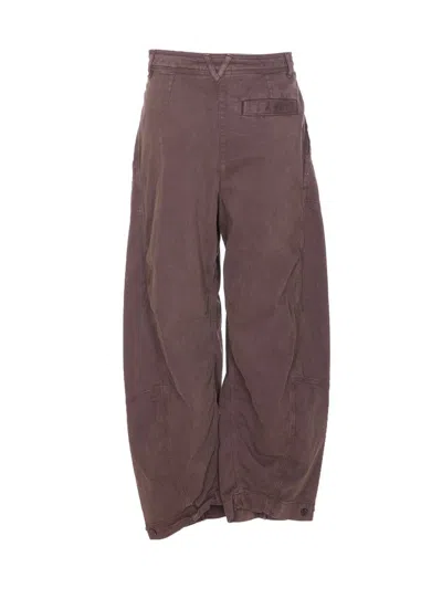 Pinko Balloon Fit Wide Leg Trousers With Pockets In Brown