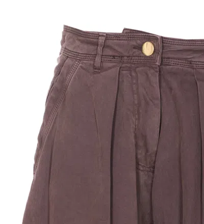 Pinko Balloon Fit Wide Leg Trousers With Pockets In Brown