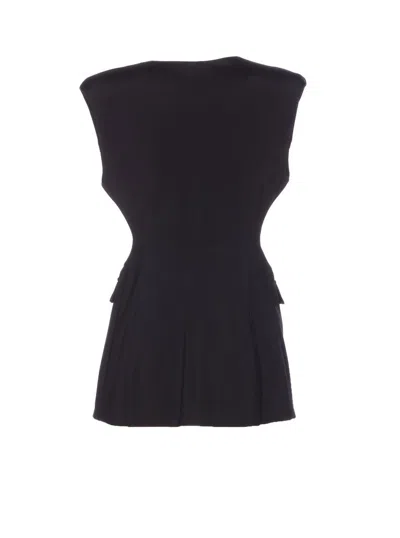 Pinko Sleeveless V-neck Fitted Jacket Pockets In Black