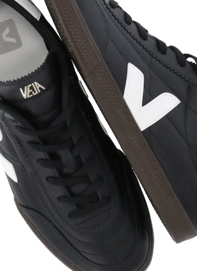 Veja Panenka Black Sneaker With Logo On The Side And Contrasting Heel In Leather Unisex In Black