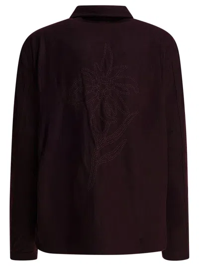 Autry Wool Blend Overshirt Jacket Jackets And Coats Bordeaux In Burgundy