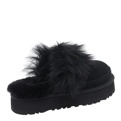 Ugg Disquette Chalet Suede And Sheepskin Slippers In Black
