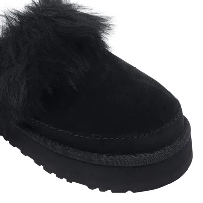 Ugg Disquette Chalet Suede And Sheepskin Slippers In Black