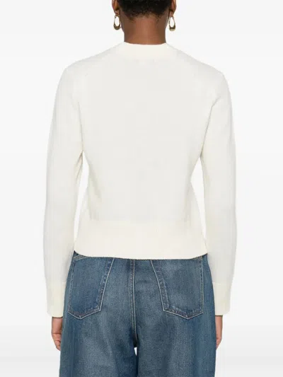 Maison Kitsuné Cardigan Wool Embroidered Detail In Neutral