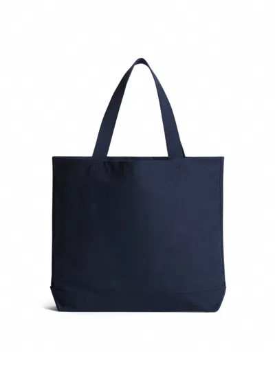Maison Kitsuné Navy Blue Canvas Shopping Bag In Blue