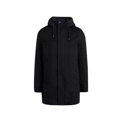 Herno Concealed-fastening Hooded Coat In Black