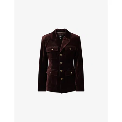 Paige Womens Aubergine Reign Single-breasted Velvet Blazer In Purple
