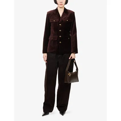 Paige Womens Aubergine Reign Single-breasted Velvet Blazer In Purple