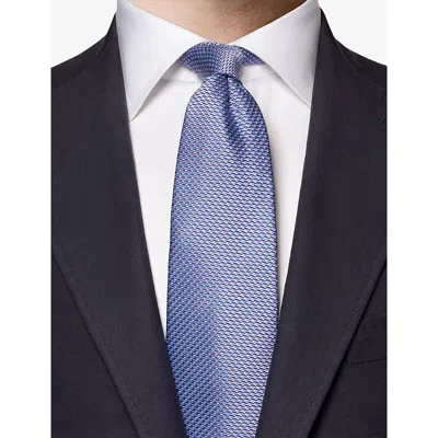 Eton Mens Dark Purple Patterned Silk Tie In Blue