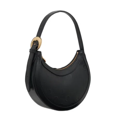 Marine Serre Mini Eclips Shoulder Bag With Embossed Pattern In Black