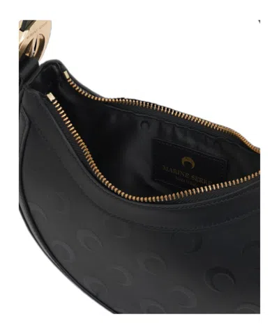 Marine Serre Mini Eclips Shoulder Bag With Embossed Pattern In Black