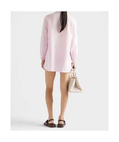 Prada Embroidered Batiste Shirt In Pink