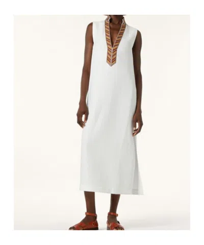 Loro Piana Abril Embroidered Linen Midi Dress In White