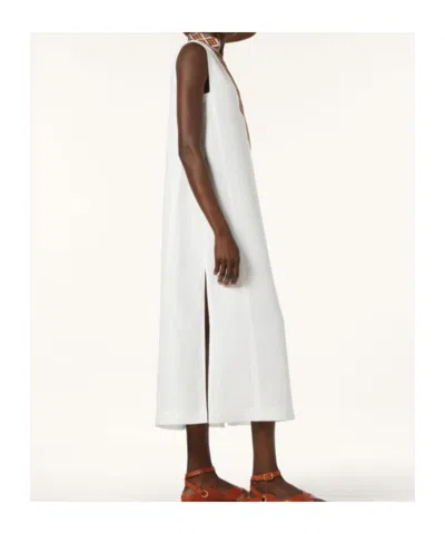 Loro Piana Abril Embroidered Linen Midi Dress In White