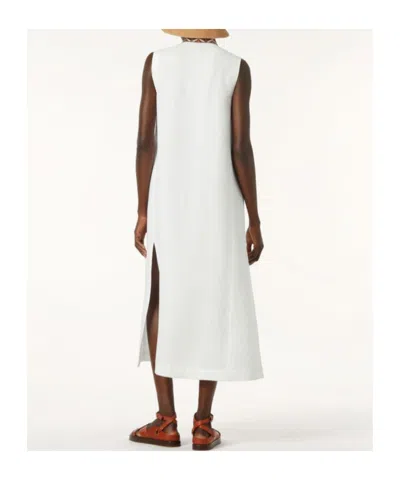 Loro Piana Abril Embroidered Linen Midi Dress In White
