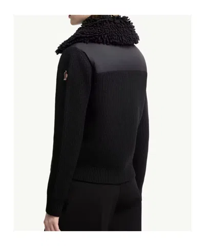 Moncler Down Jacket With Wool Inserts In Black