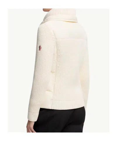 Moncler Padded Wool Zip-up Cardigan In White