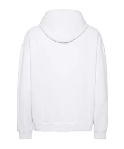 Dsquared2 Graphic Print Hooded Sweatshirt Drawstring In White