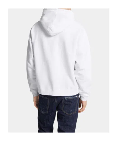 Dsquared2 Graphic Print Hooded Sweatshirt Drawstring In White