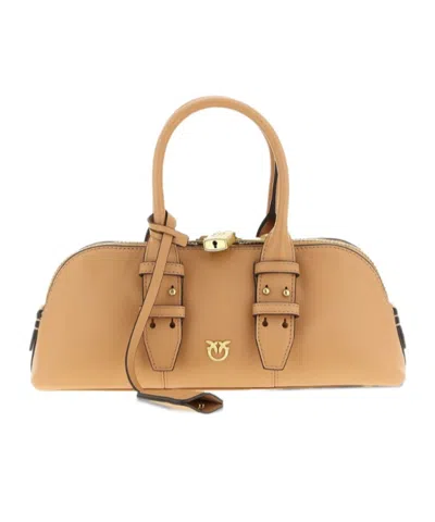 Pinko Escape Baguette Small Handbag In Brown