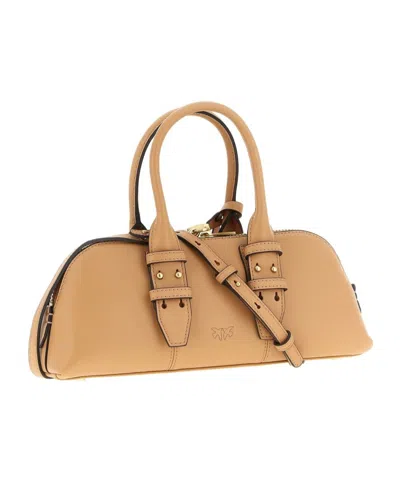 Pinko Escape Baguette Small Handbag In Brown