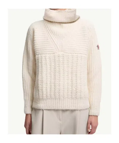 Moncler Alpaca Blend Polo Neck Jumper In White