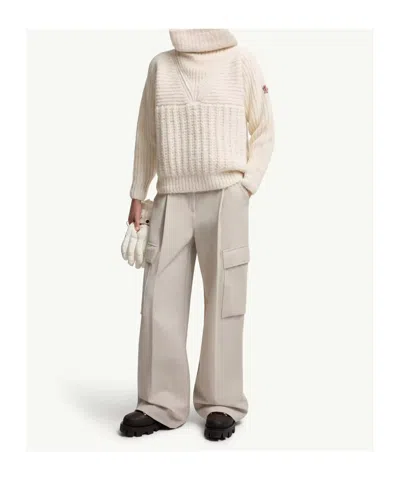 Moncler Alpaca Blend Polo Neck Jumper In White