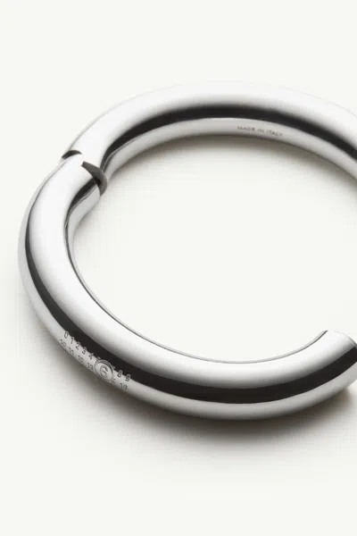 Mm6 Maison Margiela Silver Numeric Pattern Bangle Bracelet In Silver