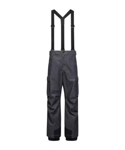 Moncler Padded Denim Ski Bottoms In Blue