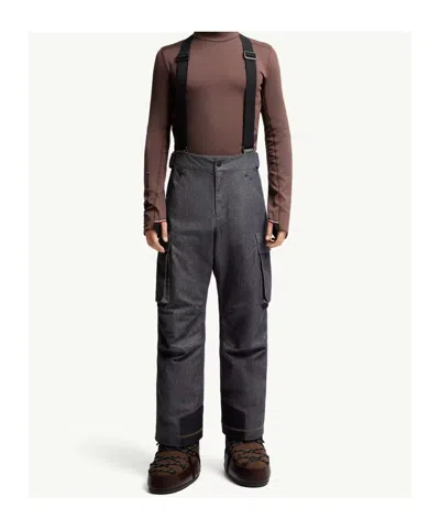 Moncler Padded Denim Ski Bottoms In Blue