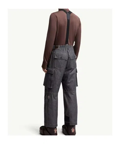 Moncler Padded Denim Ski Bottoms In Blue