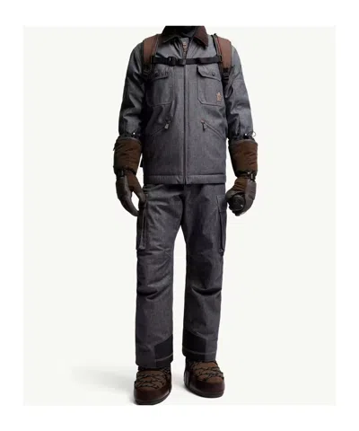 Moncler Padded Denim Ski Bottoms In Blue