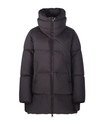 Herno Boxy Black Down Jacket With Padded Collar And Quilted Design In Blue