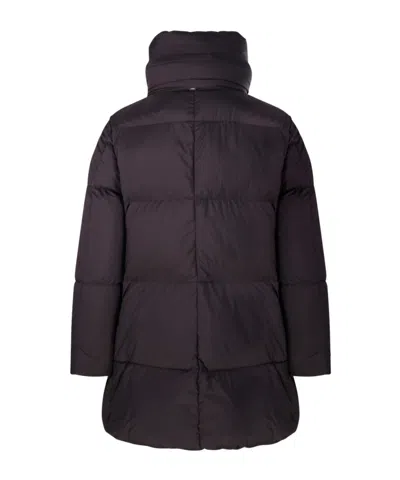 Herno Boxy Black Down Jacket With Padded Collar And Quilted Design In Blue