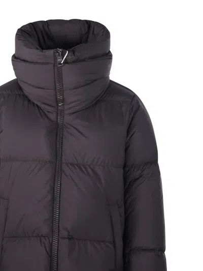 Herno Boxy Black Down Jacket With Padded Collar And Quilted Design In Blue