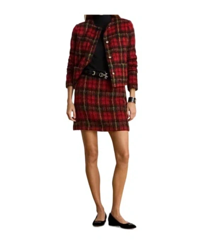 Ralph Lauren Womens Plaid Pencil Mini Skirt 0p 18 In Brown