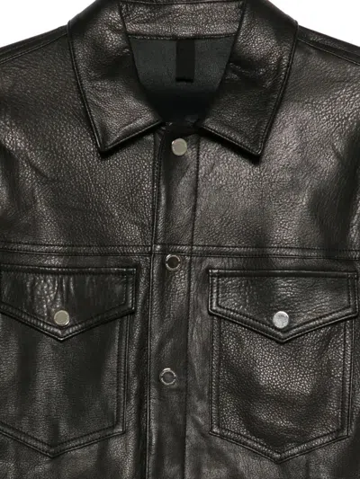 Tagliatore Long Sleeved Buttoned Leather Jacket In Black