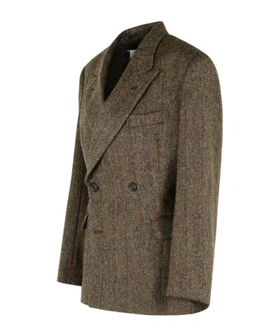 Maison Margiela Tailored Wool Blazer Notched Lapels In Brown