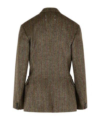 Maison Margiela Tailored Wool Blazer Notched Lapels In Brown