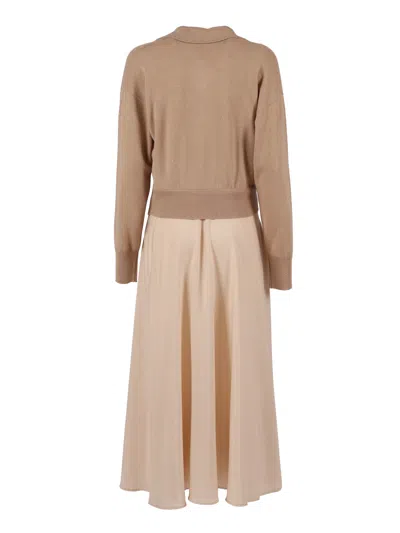 Peserico V-neck Midi Dress In Brown