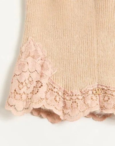 Valentino Vlogo Signature Cashmere And Lace Headband In Neutral