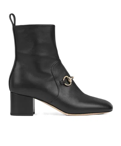 Gucci 55mm Horsebit Ankle Boots In Black